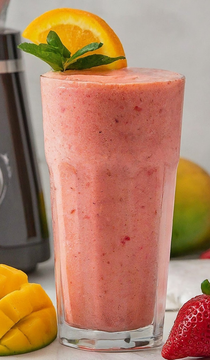 Strawberry orange mango smoothie a nutritious smoothie loaded with flavor. 