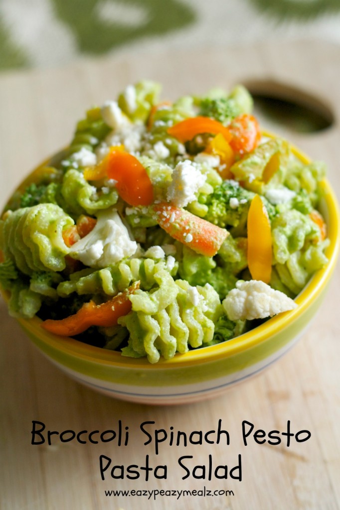 Broccoli Spinach Pesto Pasta Salad - Eazy Peazy Mealz