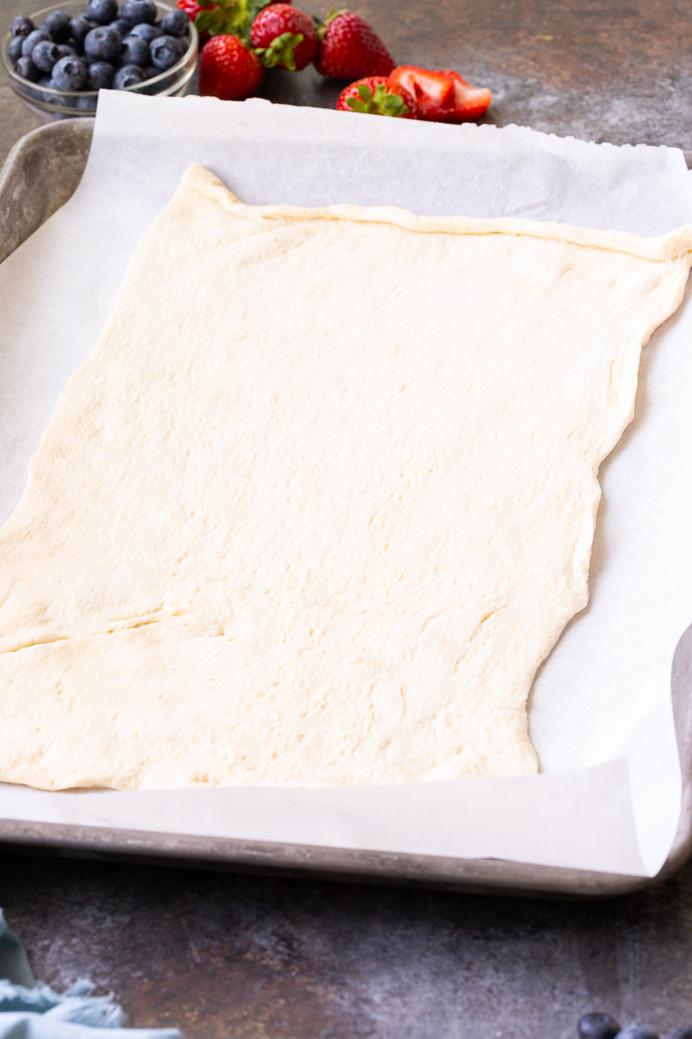 Make a flag shape with your crescent dough. 