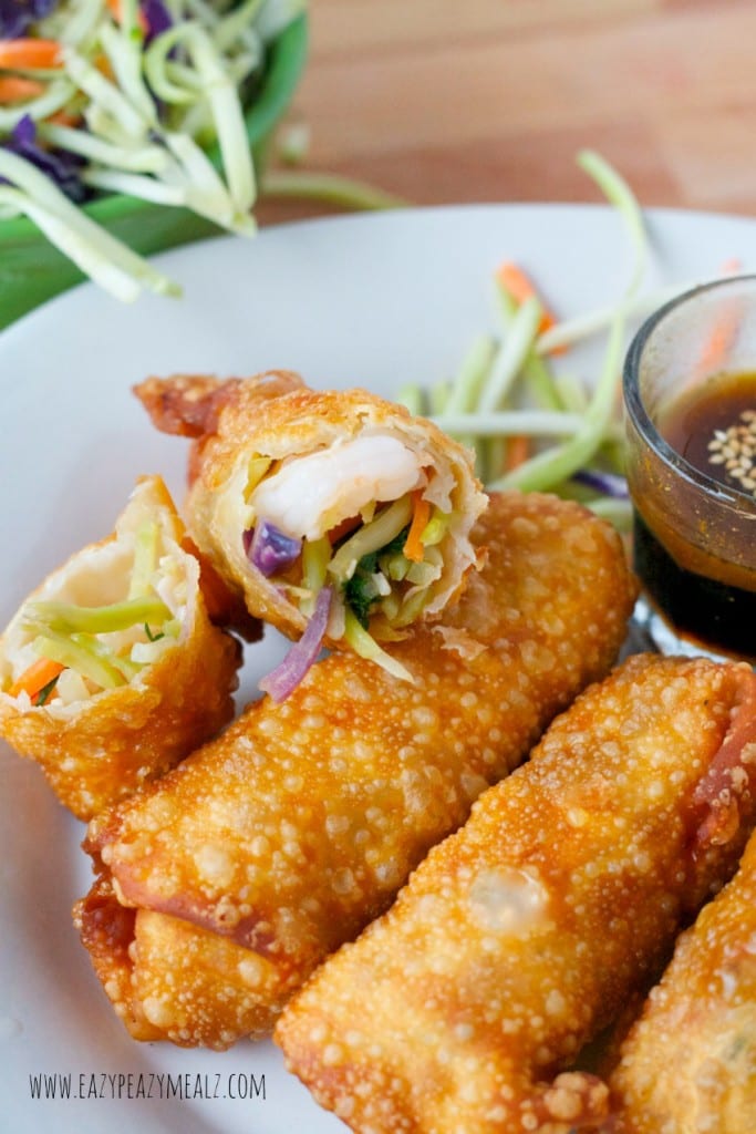 Baked or Fried Shrimp and Veggie Egg Rolls - Easy Peasy Meals