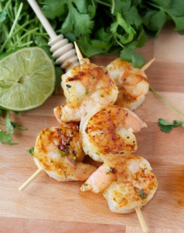 Honey lime shrimp kabobs, grilled shrimp kabobs