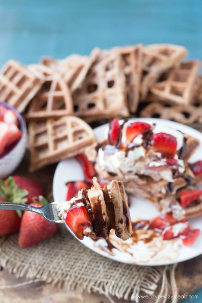 Chocolate Fudge Protein Waffles - Easy Peasy Meals