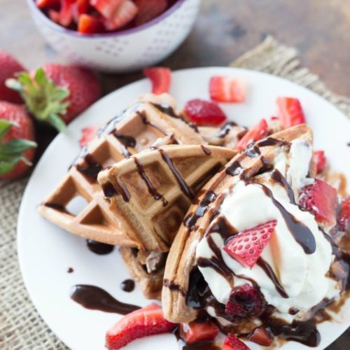 Chocolate Fudge Protein Waffles - Easy Peasy Meals