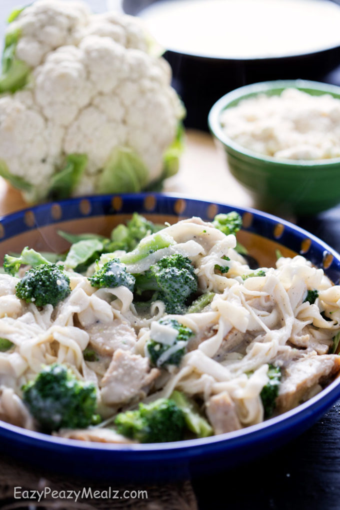 Broccoli Chicken Cauliflower Alfredo Fettuccine Easy Peasy Meals