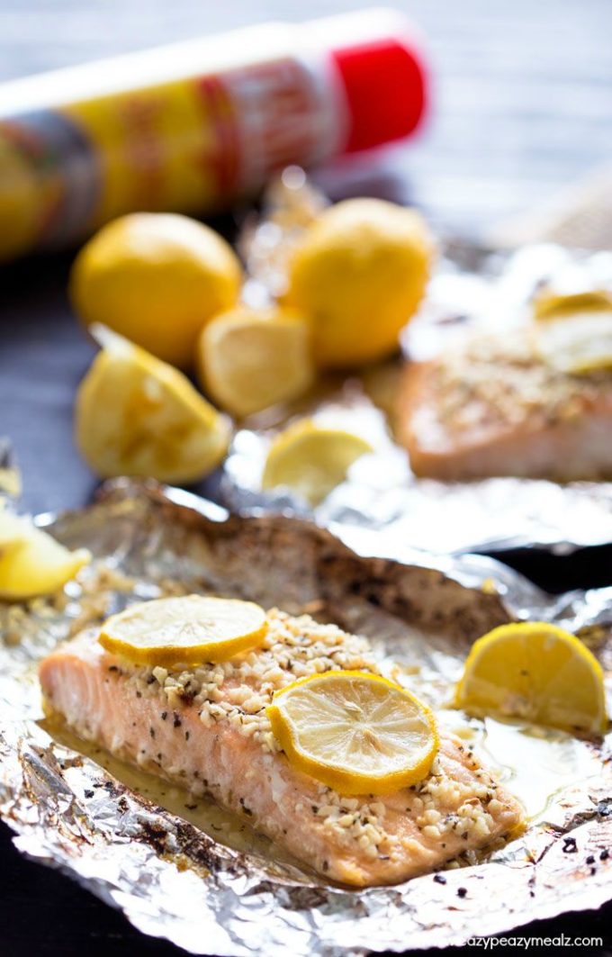 Lemon Basil Baked Garlic Butter Salmon - Eazy Peazy Mealz