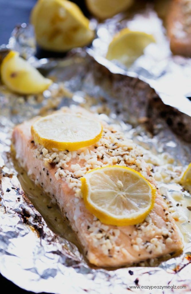 Lemon Basil Baked Garlic Butter Salmon - Easy Peasy Meals