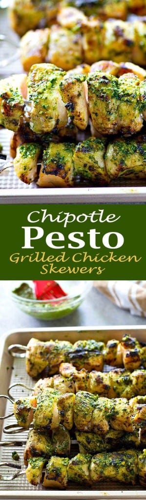 Chipotle Pesto Grilled Chicken Skewers - Easy Peasy Meals