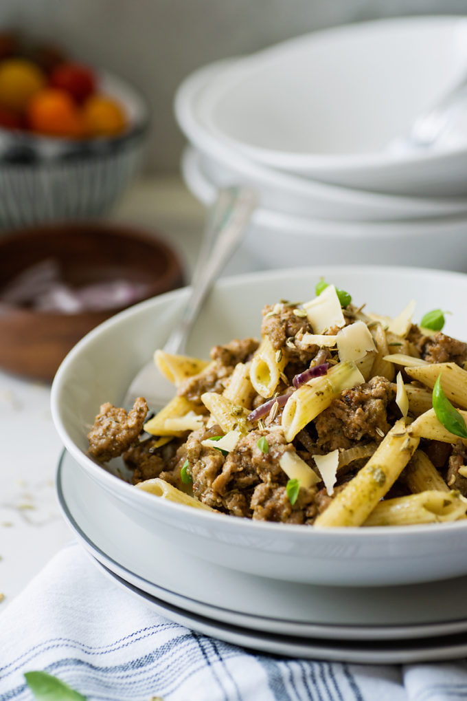 Italian Sausage And Basil Pesto Penne Easy Peasy Meals