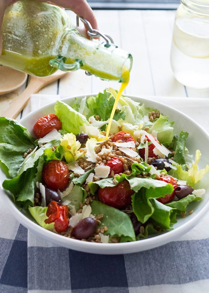 Escarole, Roasted Tomato and Wheat Berry Salad - Easy Peasy Meals