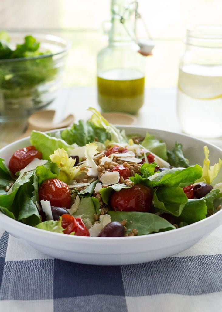 Escarole, Roasted Tomato and Wheat Berry Salad - Easy Peasy Meals