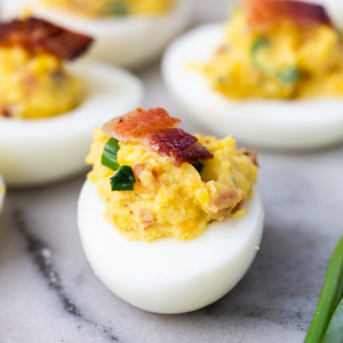 Bacon Cheddar Ranch Deviled Eggs - Easy Peasy Meals