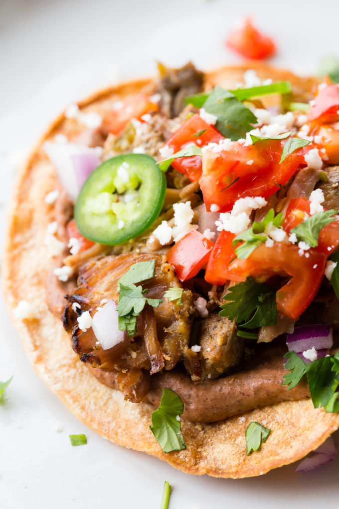 Carnitas Tostada (Slow Cooker Mexican Pulled Pork) - Easy Peasy Meals