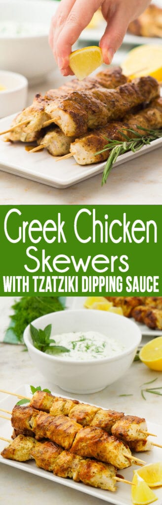 Greek Chicken Skewers with Tzatziki Dipping Sauce - Easy Peasy Meals