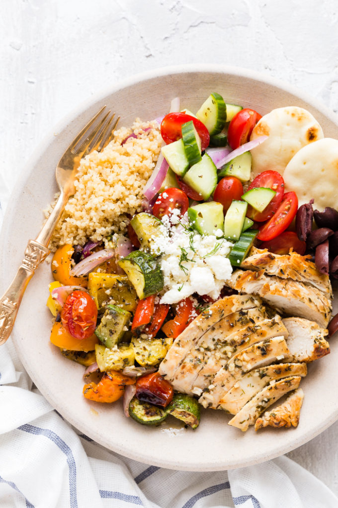 Greek Chicken Souvlaki Meal Prep Bowls • Salt & Lavender