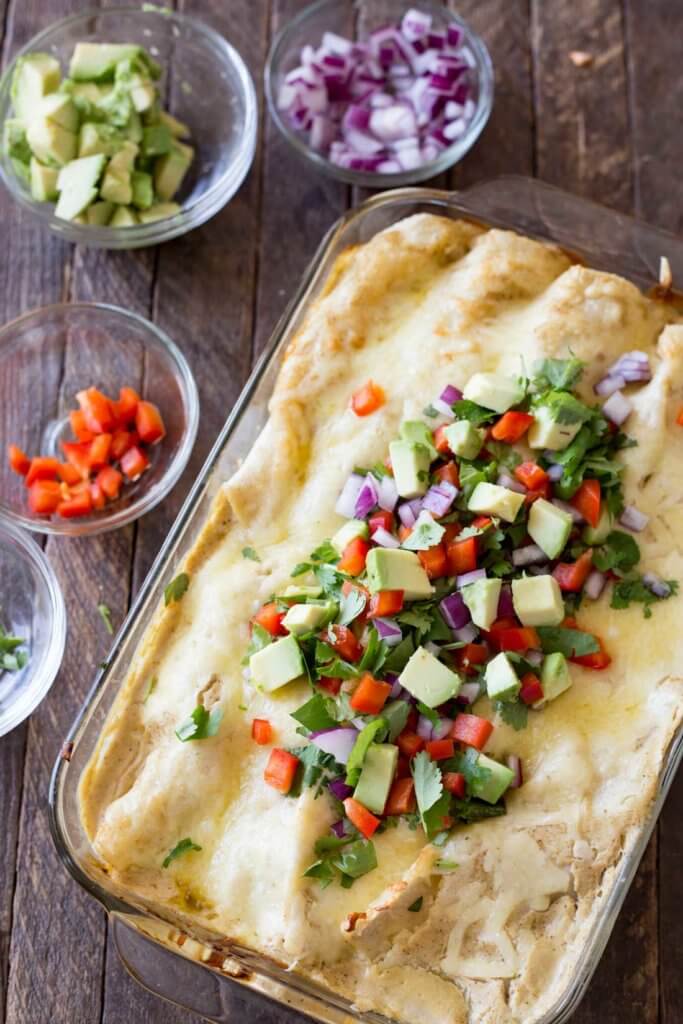 Creamy Green Chili Turkey & Egg Enchiladas - Easy Peasy Meals