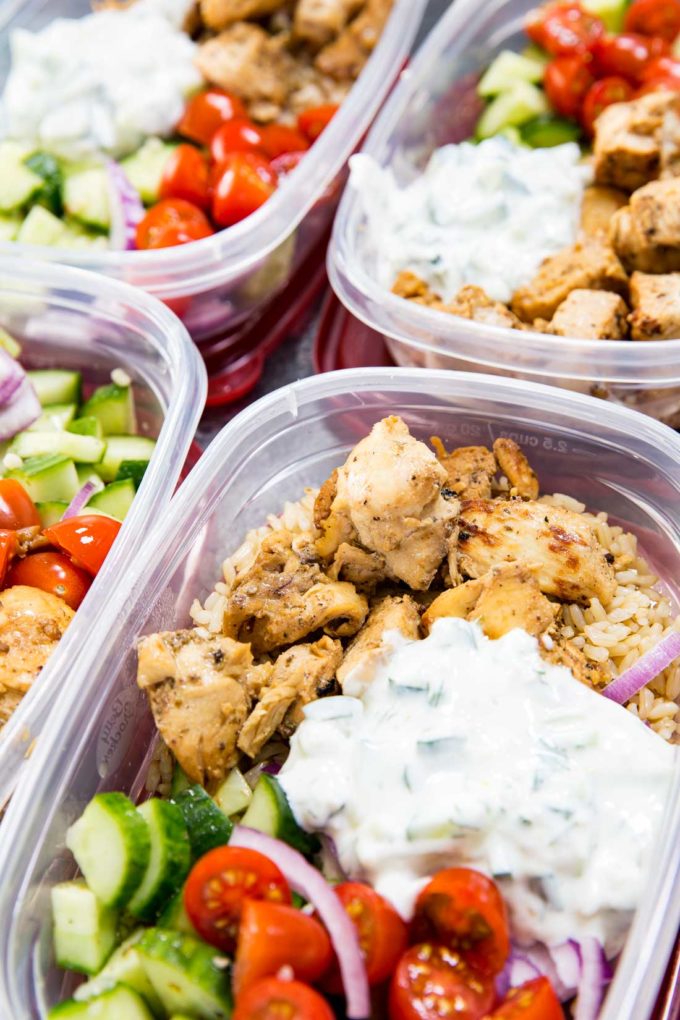 Greek Chicken Meal Prep Bowls - Afitcado Lunch Recipes