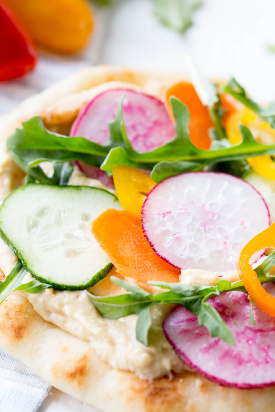 Vegetable Hummus Flatbread - Easy Peasy Meals