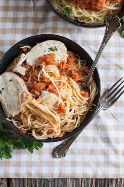 Roast Chicken With Sheet Pan Tomato Sauce - Easy Peasy Meals