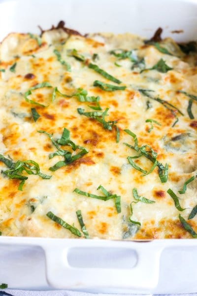 Cheesy Chicken Alfredo Ravioli Casserole - Easy Peasy Meals