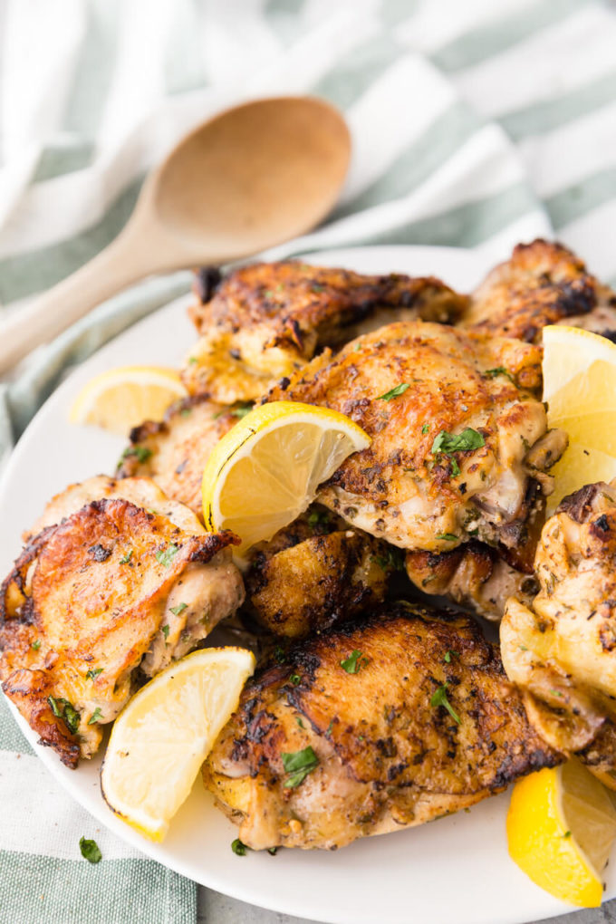 Sheet Pan Baked Greek Chicken Thighs - Easy Peasy Meals