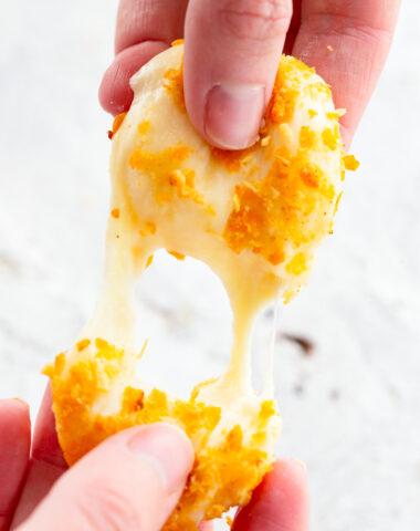 Cheez-it coated cheese rounds, cooked in the air fryer.