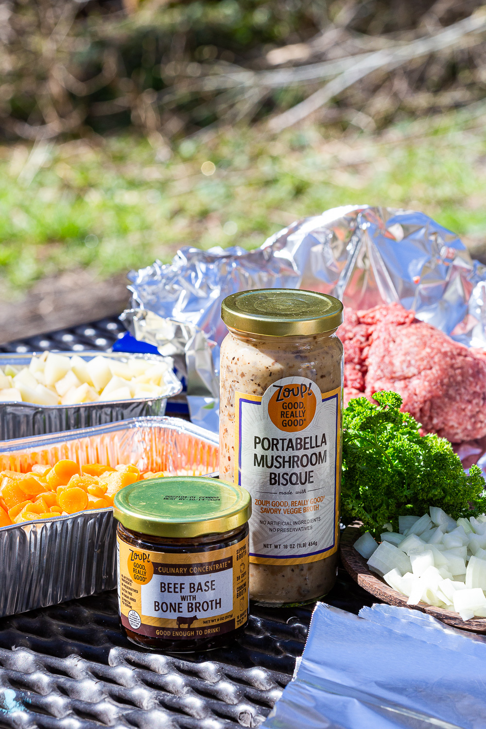 Campfire dinners or foil dinner, hobo dinner made on a campfire. 