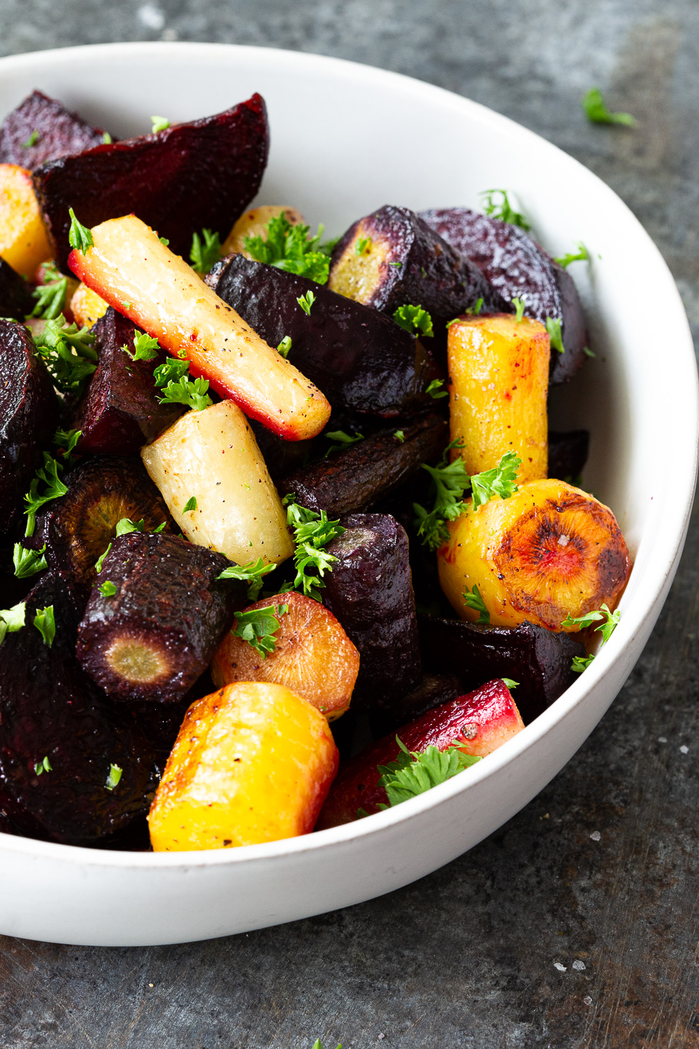 Roasted beets and carrots, with natural sweetness and caramelization, for the ultimate side dish. 