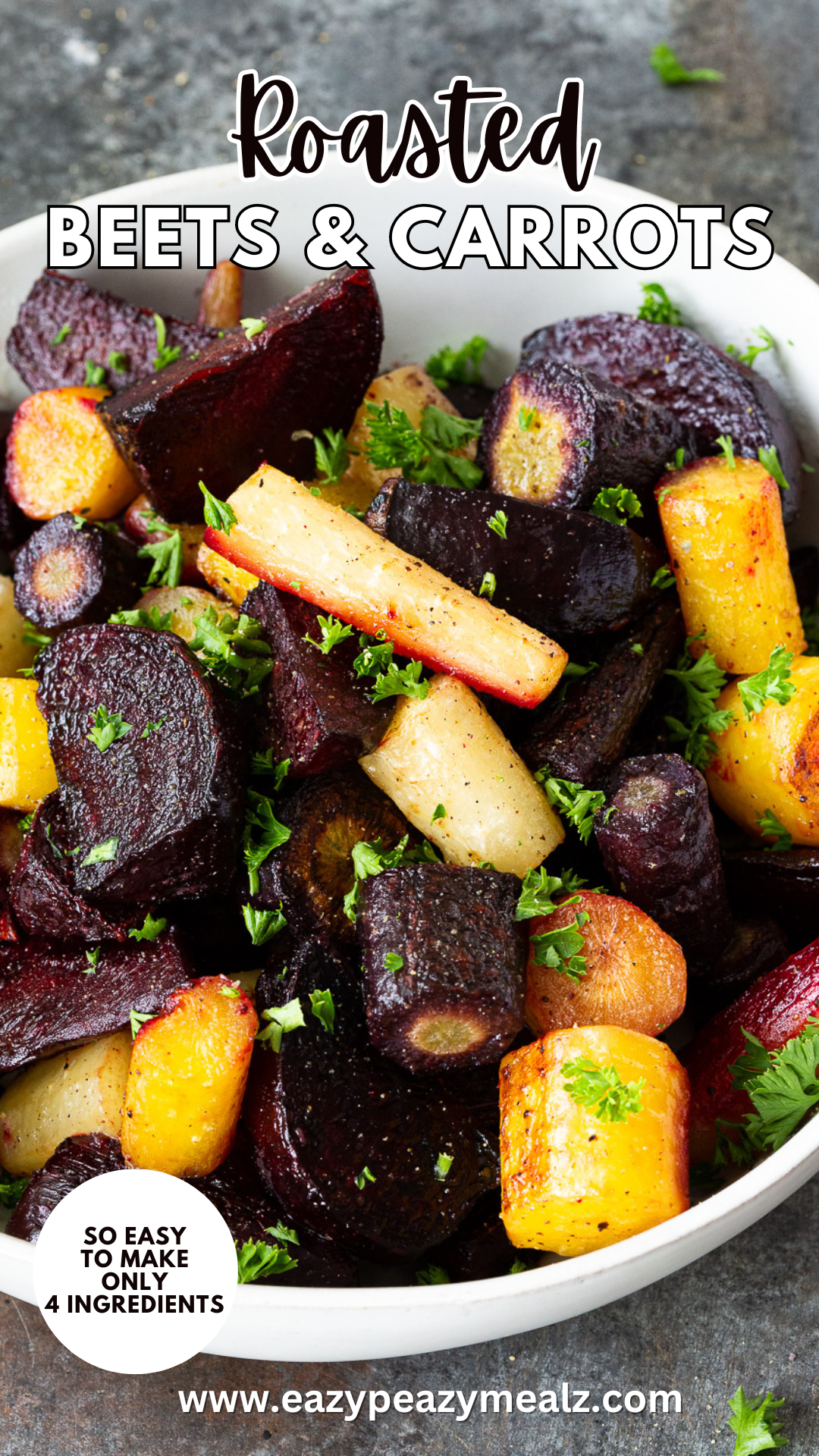 The best ever roasted beets and carrots, simple to make, 4 ingredients, and awesome flavor. Perfect for salads, wraps, bowls, and more. 