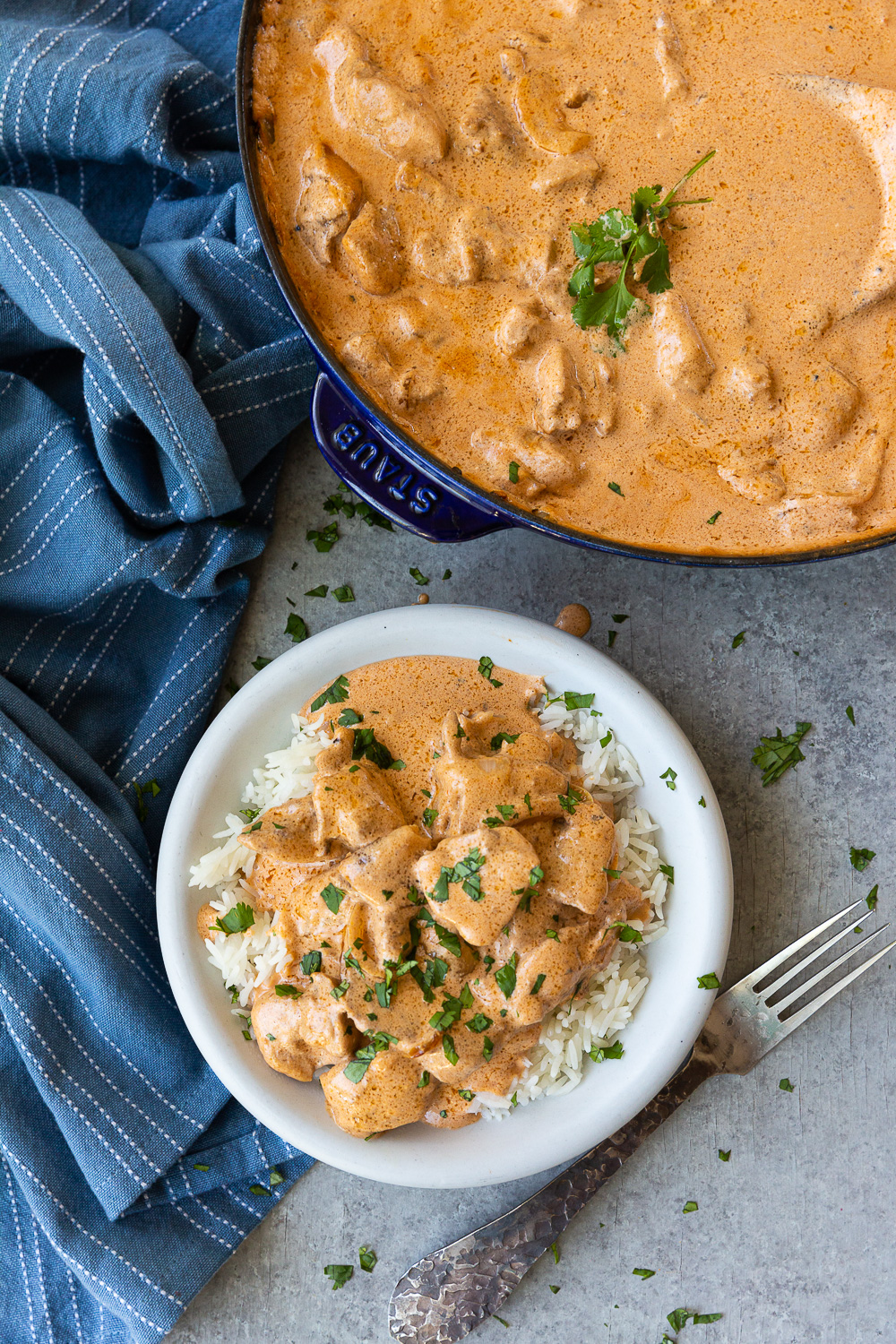 A pan of easy butter chicken