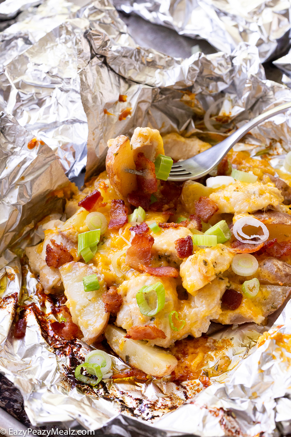 Chicken bacon ranch potato foil packs