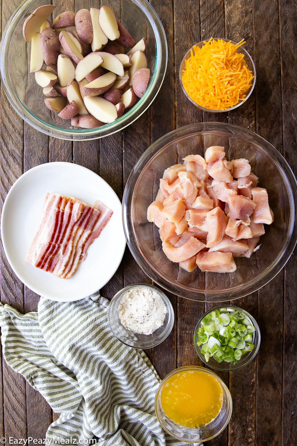 What you need to make cheesy chicken bacon ranch and potato foil packs