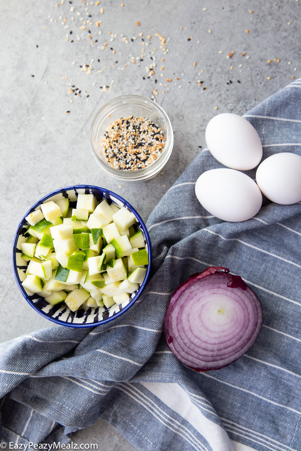 Simple ingredients for the baked egg bites. 