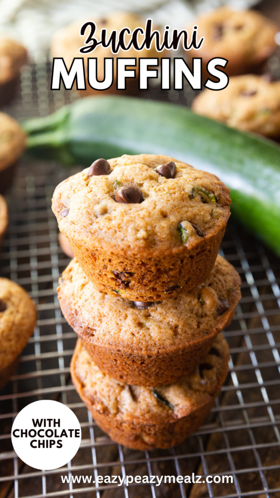 Chocolate Chip Zucchini Muffins, tender muffins studded with chocolate chips. Soft interior with crisp exterior. These are to die for. 