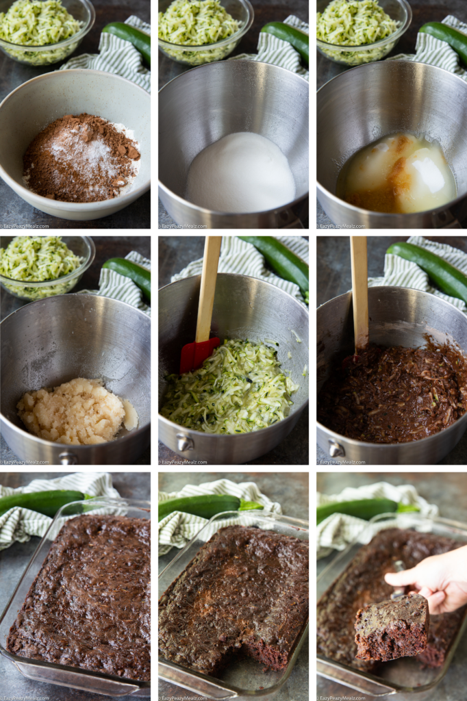 Making zucchini brownies, a step by step photo guide. 