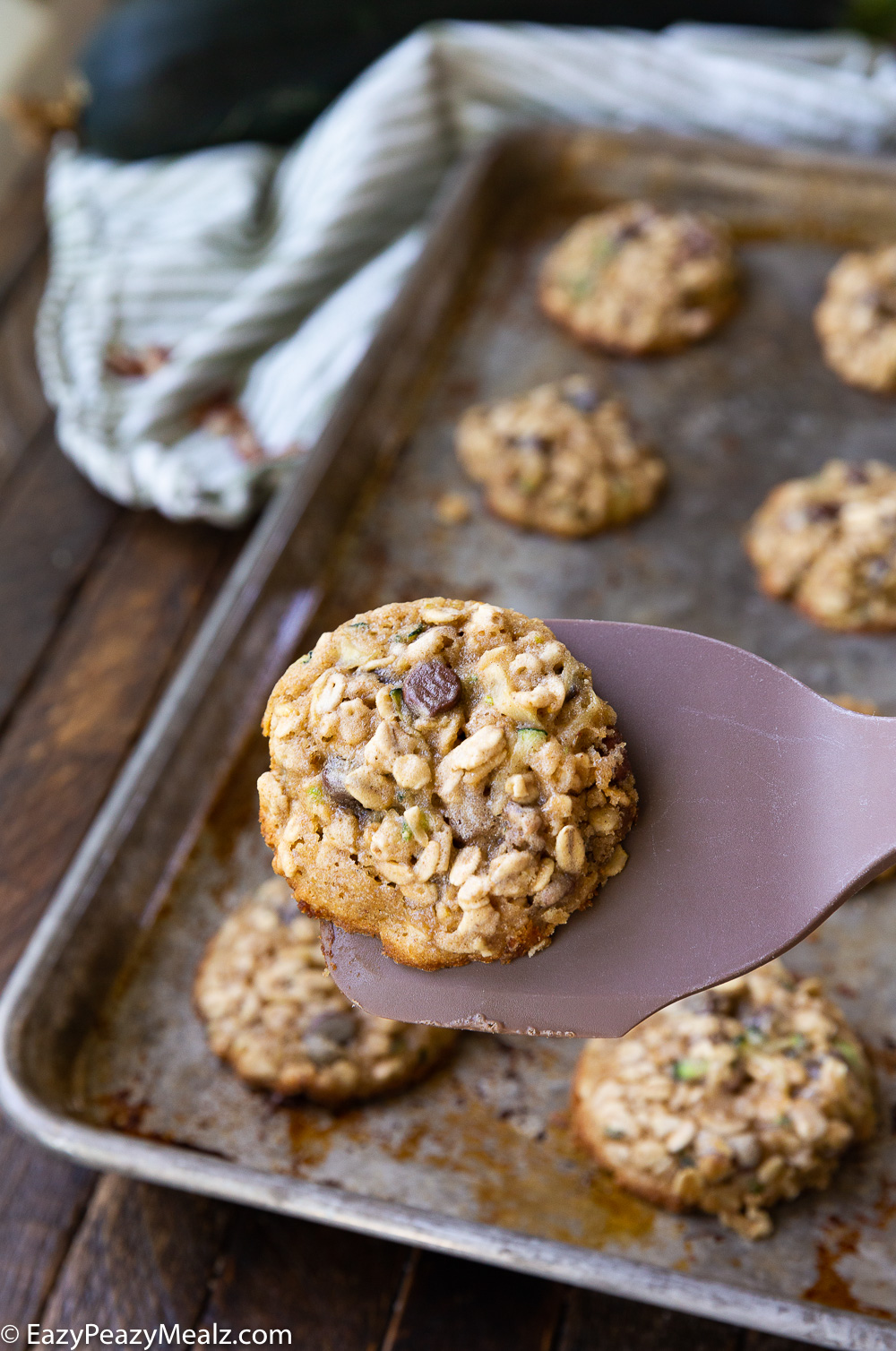 Oatmeal chocolate chip cookies made with zucchini. 